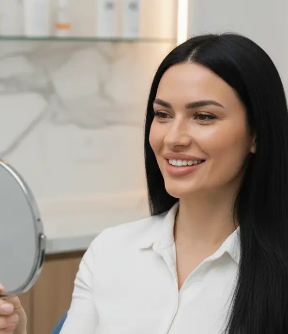 Foto de Pessoa com lábios volumosos e  preenchidos pelo procedimento